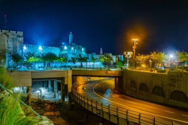Sur Kudüs İsrail'in gece görünümü