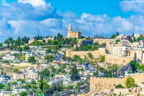 Letecký pohled na františkánský klášter Nanebevzetí v Jerusale — Stock fotografie