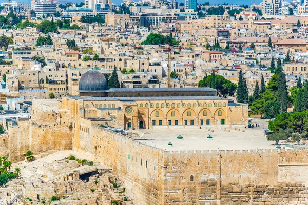 Vista aérea de la mezquita Al Aqsa en Jerusalén, Israel — Foto de Stock