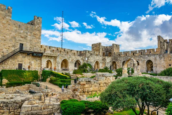 Vnitřní nádvoří věže Davida v Jeruzalémě, Izrael — Stock fotografie