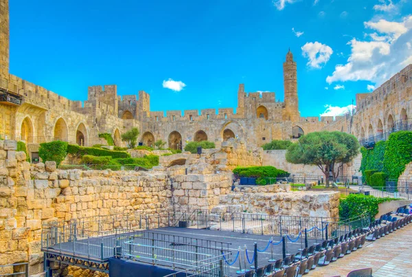 Pátio interno da torre de Davi em Jerusalém, Israel — Fotografia de Stock