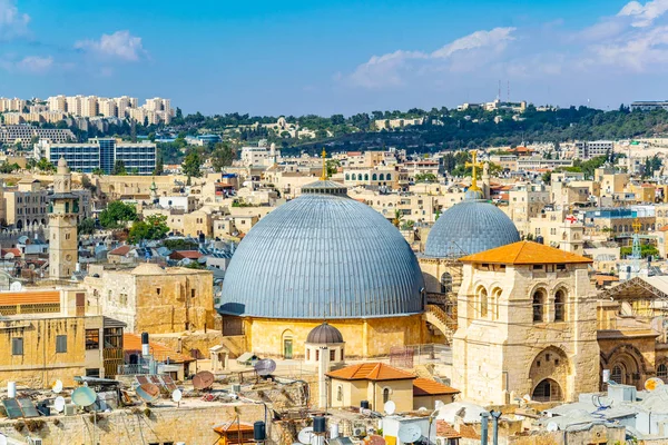 Cityspace de Jerusalém com igreja de santo sepulcro, Israel — Fotografia de Stock