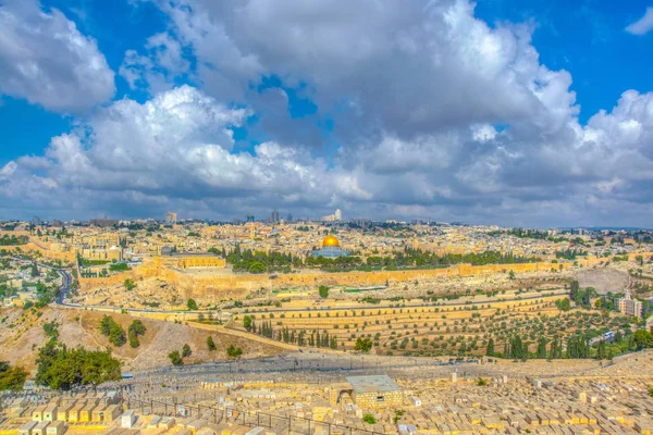 Jerusalén vista desde el monte de las aceitunas, Israel — Foto de Stock