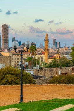 Gün batımı görünümü Jaffa, Tel Aviv, İsrail