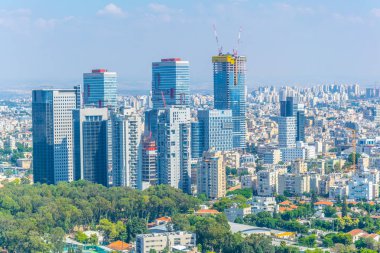 Tlv Hayark üzerinde uçan balon her Cityscape Tel Aviv bakıldığında