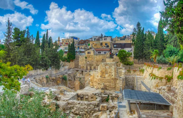 Ruïnes van zwembaden van Bethesda in Jeruzalem, Israël — Stockfoto