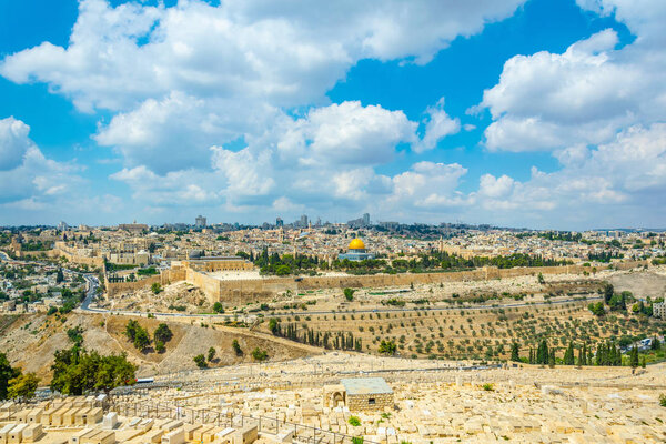 Иерусалим, вид с луны оливок, Израиль
