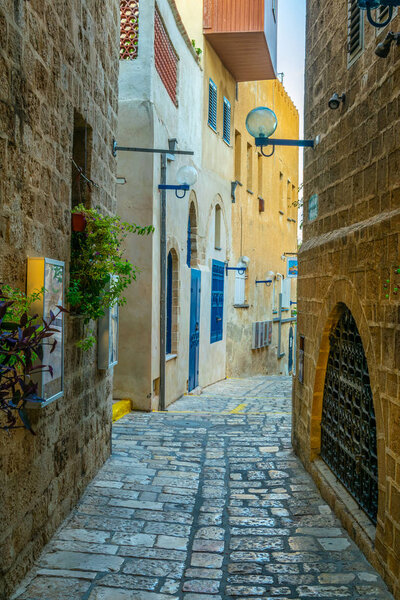 Narrow street in the old town of Jaffa, Tel Aviv, Israel