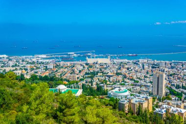 Haifa, İsrail Bahai bahçeleri havadan görünümü
