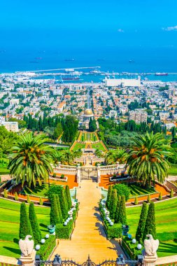 Haifa, İsrail Bahai bahçeleri havadan görünümü