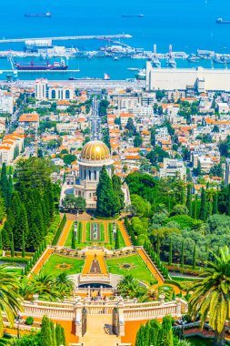 Haifa, İsrail Bahai bahçeleri havadan görünümü
