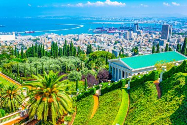 Universal House of Justice at Bahai gardens in Haifa, Israel clipart