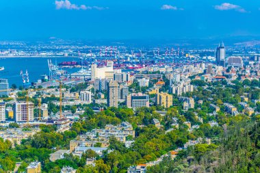 Haifa, İsrail'in bağlantı noktasının havadan görünümü