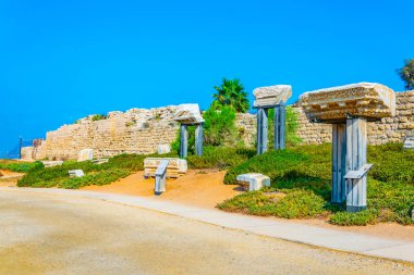 Ruins of ancient Caesarea in Israel clipart