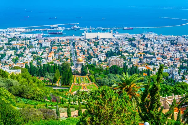 Vista aérea de los jardines Bahai en Haifa, Israel — Foto de Stock