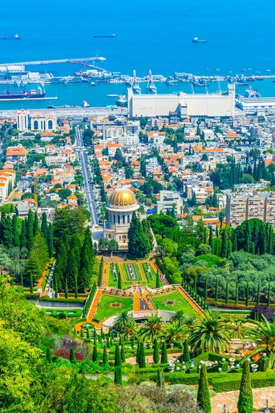 Vista aérea dos jardins de Bahai em Haifa, Israel — Fotografia de Stock