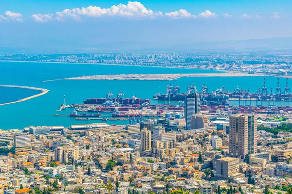 Aerial view of port of Haifa, Israel — Stock Photo, Image