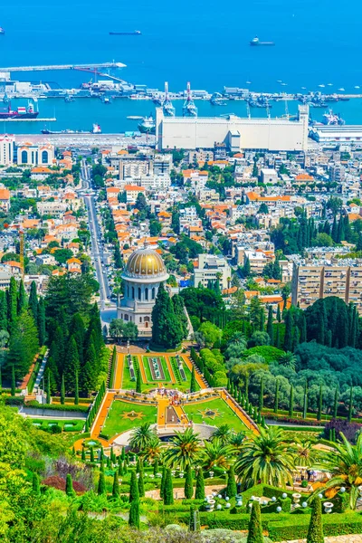 Vista aérea de los jardines Bahai en Haifa, Israel — Foto de Stock