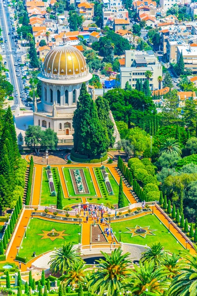 Vue Aérienne des Jardins Bahai à Haïfa, Israël — Photo