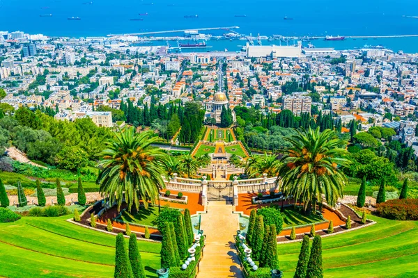 Vista aérea de los jardines Bahai en Haifa, Israel — Foto de Stock