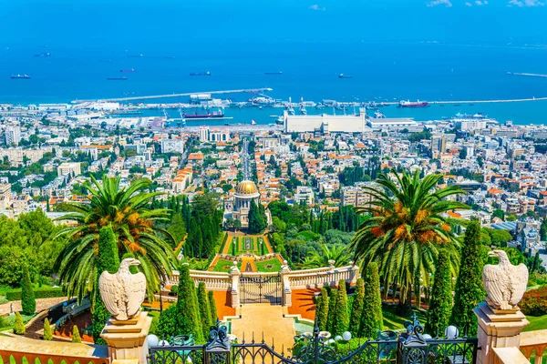 Vista aérea de los jardines Bahai en Haifa, Israel — Foto de Stock