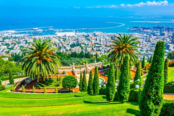 Vista aérea de los jardines Bahai en Haifa, Israel — Foto de Stock