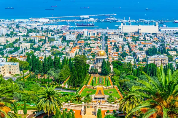 A légi felvétel a Bahai kertek, Haifa, Izrael — Stock Fotó