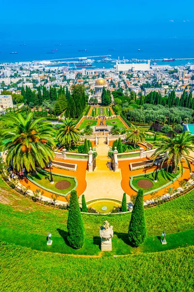 Haifa, İsrail Bahai bahçeleri havadan görünümü