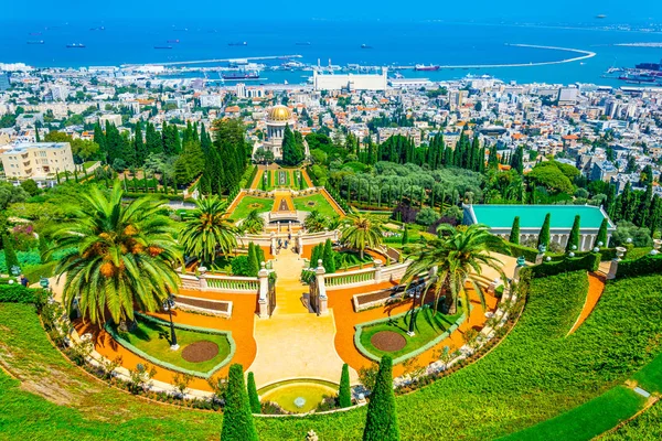 Vista aérea de los jardines Bahai en Haifa, Israel — Foto de Stock