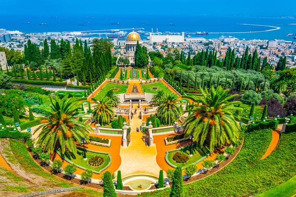 Vista aérea de los jardines Bahai en Haifa, Israel — Foto de Stock