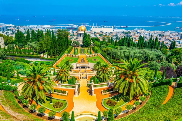 Vista aérea de los jardines Bahai en Haifa, Israel — Foto de Stock