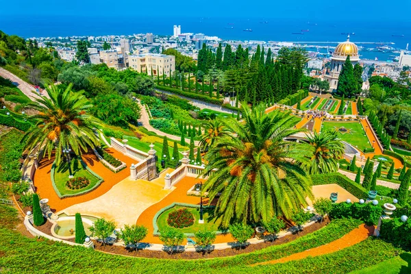 Vista aérea dos jardins de Bahai em Haifa, Israel — Fotografia de Stock