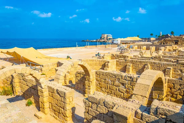 Руїни стародавнього лазні в Кейсарії в Ізраїлі — стокове фото