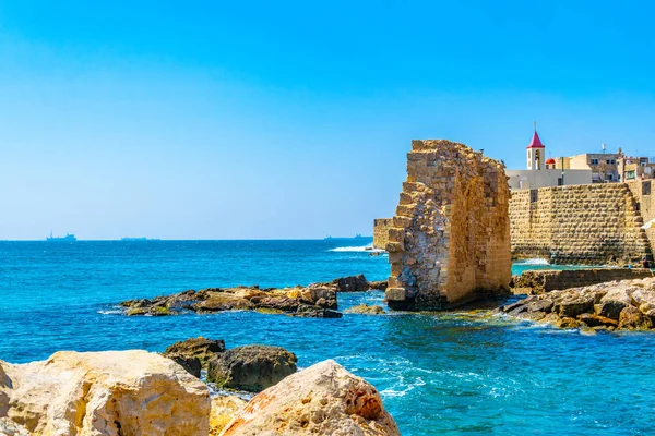 Ruínas do antigo porto de Akko / Acre em Israel — Fotografia de Stock