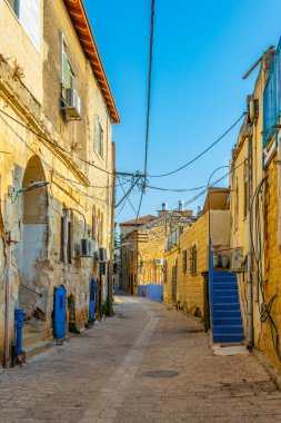 Tsfat/Safed, İsrail dar bir sokakta görünümünü