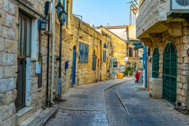 View of a narrow street in Tsfat/Safed, Israel clipart