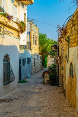 Tsfat/Safed, İsrail dar bir sokakta görünümünü