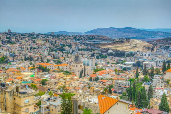 Cityscape of Nazareth with Basilica of the annunciation, Israel — Stock Photo, Image