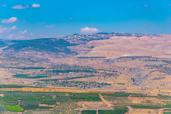 Aerial view of Tsfat from Mount Arbel in Israel