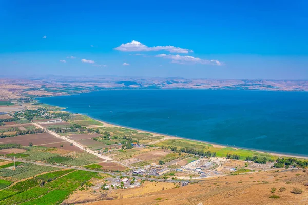 Над море Галілейське розглянений з гори Арбель в Ізраїлі — стокове фото