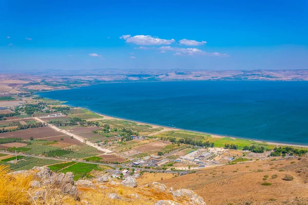 从以色列的阿尔贝尔山观看加利利海 — 图库照片