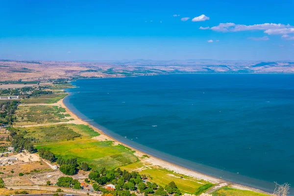 Mer de Galilée vue du mont Arbel en Israël — Photo
