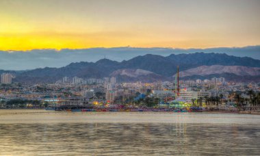 Eilat İsrail gün batımı görünümü