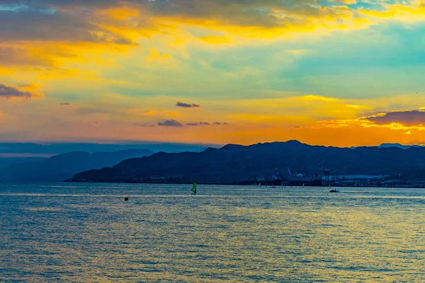 Západ slunce Eilat v Izraeli — Stock fotografie