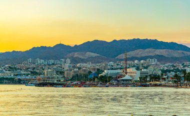 Eilat İsrail gün batımı görünümü