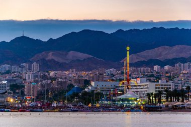 Eilat İsrail gün batımı görünümü