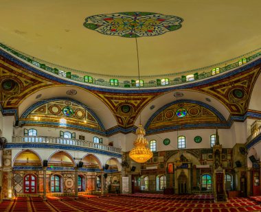 Acre, İsrail, 12 Eylül 2018: Akko/Acre, İsrail Al Jazzar Camii'nde içinin