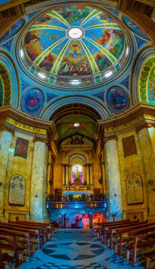 Haifa, İsrail, 11 Eylül 2018: İç stella maris manastır Haifa, İsrail