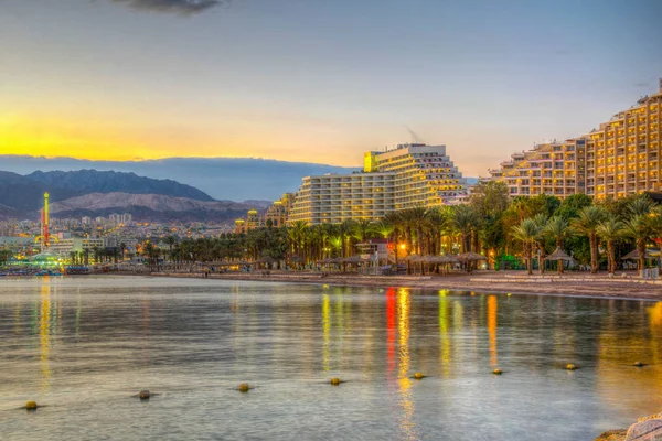 Sonnenuntergang Blick auf eilat in israel — Stockfoto