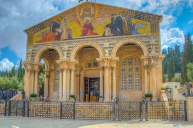 Kudüs, İsrail, 9 Eylül 2018: Gethsemane görünümü Kilisesi 